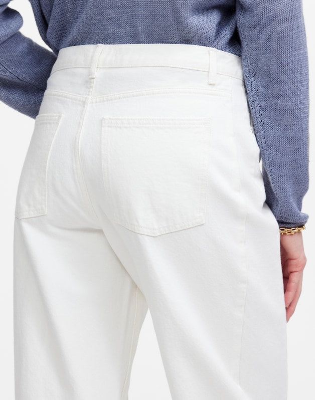 Pieced Barrel-Leg Jeans in Tile White TILE WHITE