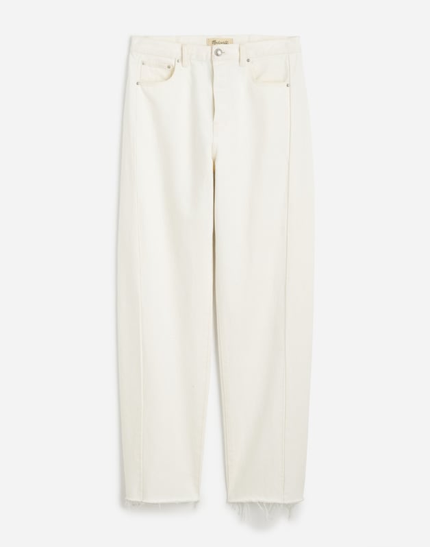Pieced Barrel-Leg Jeans in Tile White TILE WHITE