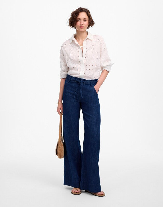 The Denim Pull-On Wide-Leg Pant in Bright Rinse Wash BRIGHT RINSE WASH