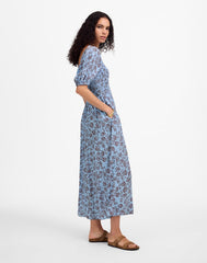 Smocked Puff-Sleeve Dress in Floral SAYLOR FLORAL LIGHT POOL