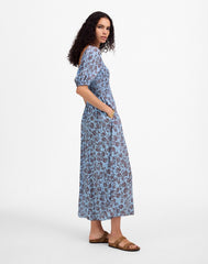 Smocked Puff-Sleeve Dress in Floral SAYLOR FLORAL LIGHT POOL