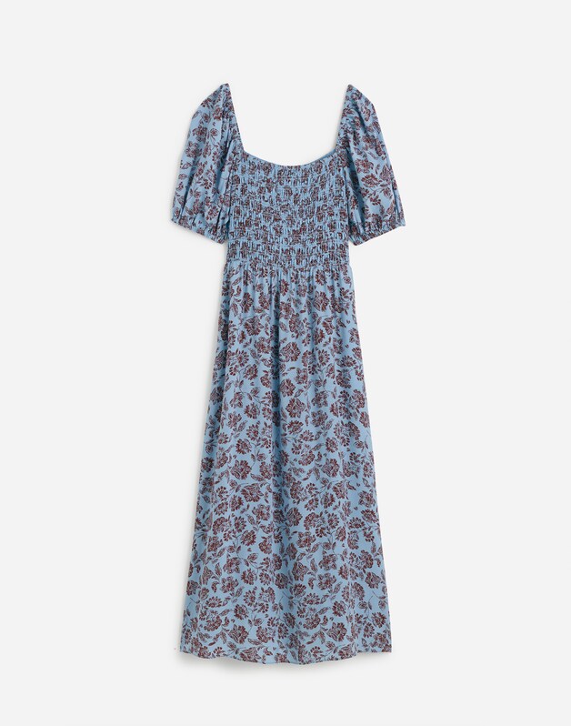 Smocked Puff-Sleeve Dress in Floral SAYLOR FLORAL LIGHT POOL