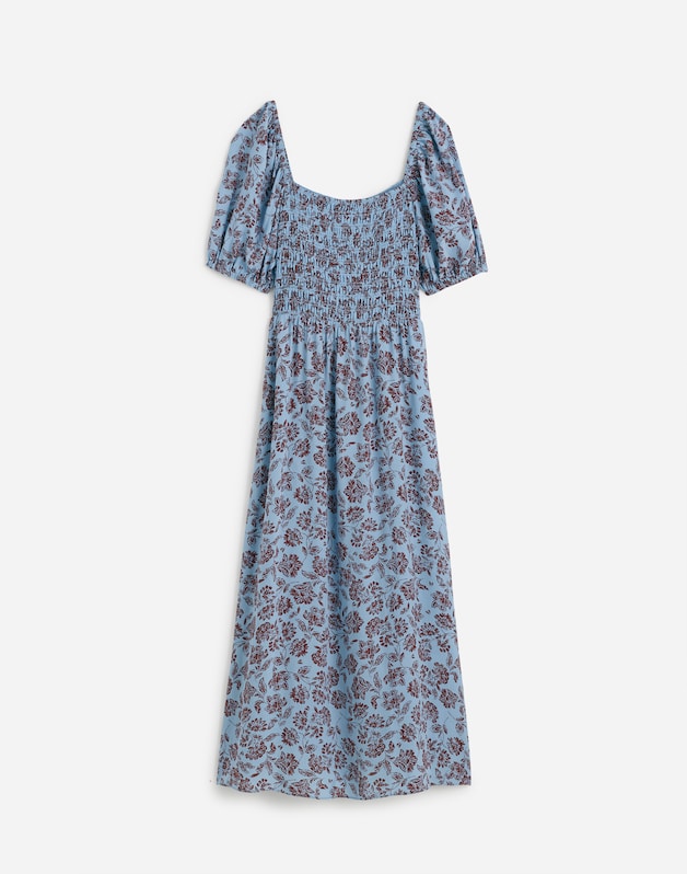 Smocked Puff-Sleeve Dress in Floral SAYLOR FLORAL LIGHT POOL