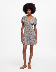 Button-Front Mini Dress in Floral ADELAIDE FLORAL HENNA