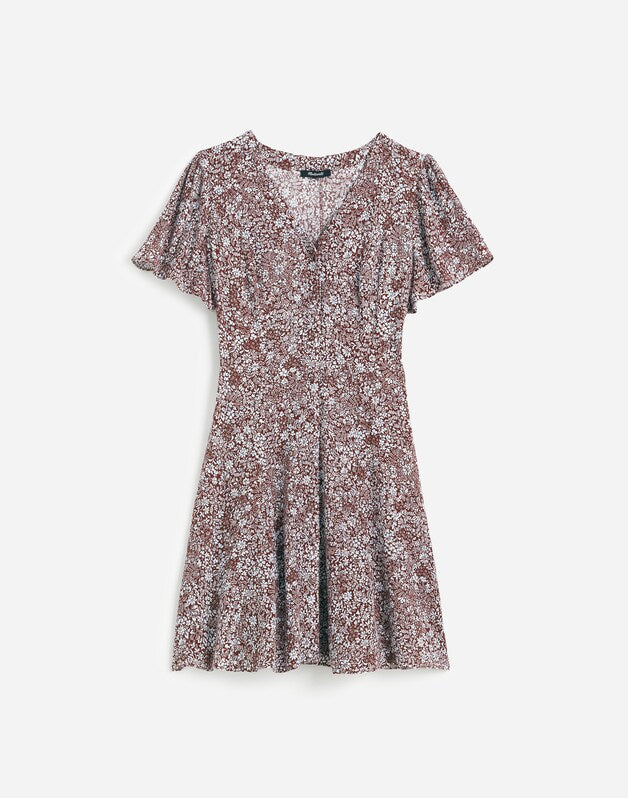 Button-Front Mini Dress in Floral ADELAIDE FLORAL HENNA