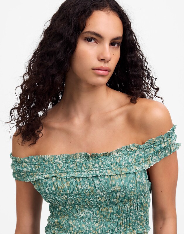Smocked Off-Shoulder Dress in Floral DAPHNE FLORAL
