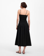 Petite Poplin Smocked Maxi Dress JET BLACK