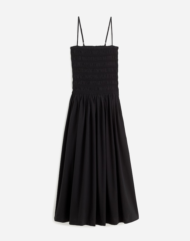 Petite Poplin Smocked Maxi Dress JET BLACK