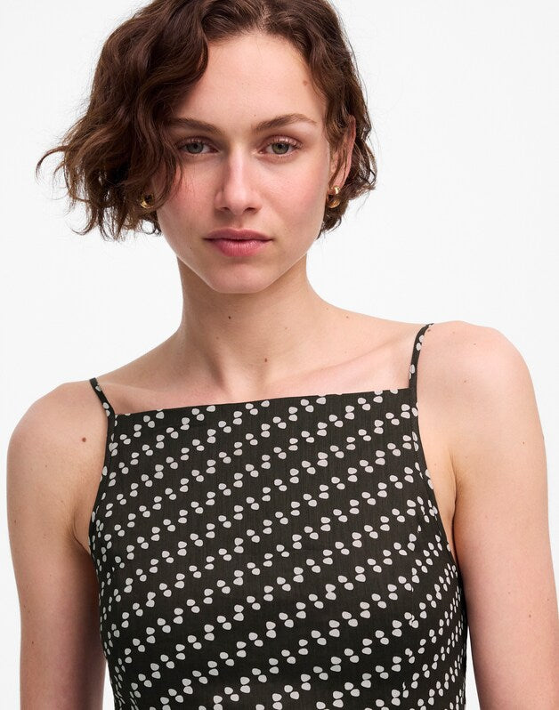 High-Neck Mini Dress in Dot SOFT CHARCOAL