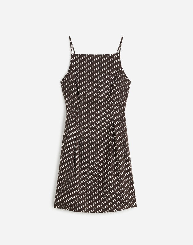 High-Neck Mini Dress in Dot SOFT CHARCOAL