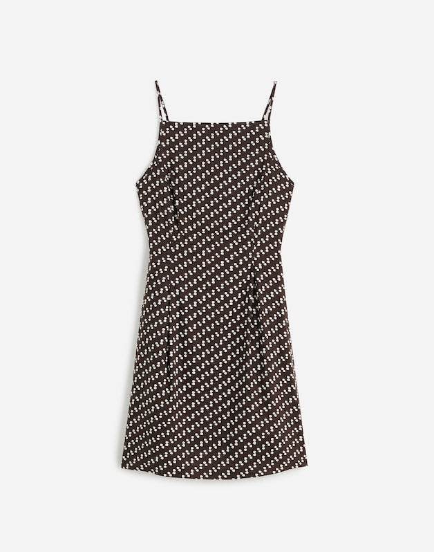 High-Neck Mini Dress in Dot SOFT CHARCOAL