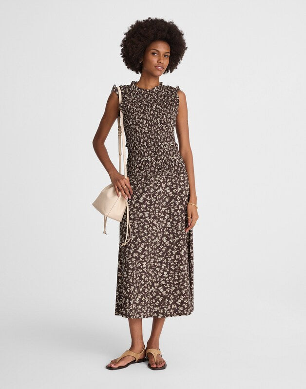 Smocked Sleeveless Midi Dress CARISSA PRINT