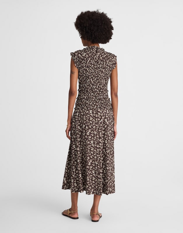 Smocked Sleeveless Midi Dress CARISSA PRINT