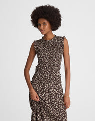 Smocked Sleeveless Midi Dress CARISSA PRINT