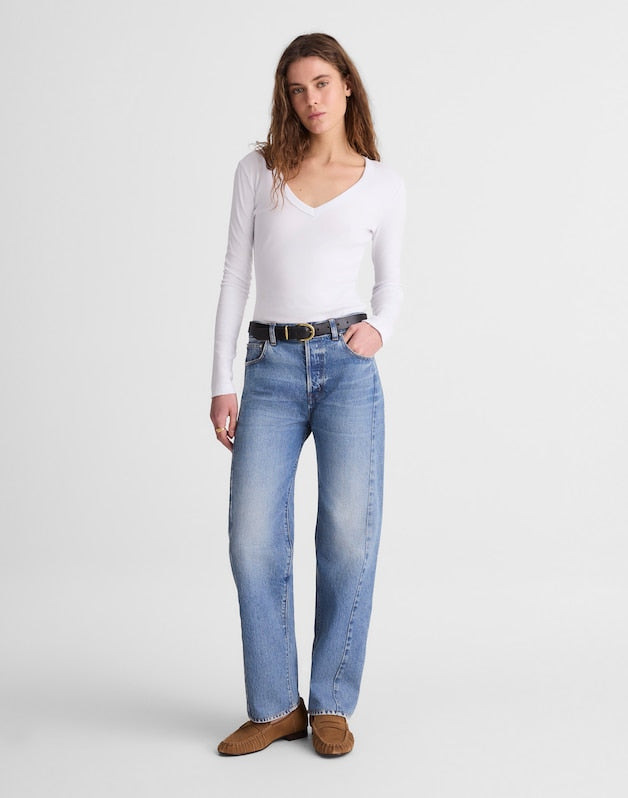 Pieced Barrel-Leg Jeans in Rockcastle Wash ROCKCASTLE WASH