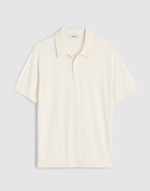 Heathered Three-Button Sweater Polo VINTAGE IVORY