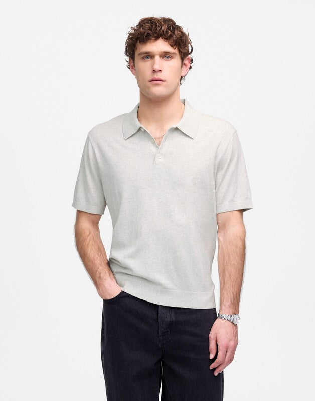Heathered Three-Button Sweater Polo HEATHER OAT