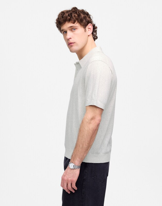 Heathered Three-Button Sweater Polo HEATHER OAT
