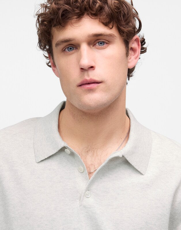 Heathered Three-Button Sweater Polo HEATHER OAT