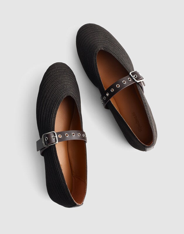 The Remy Mary Jane Flat in Straw DARK CAROB