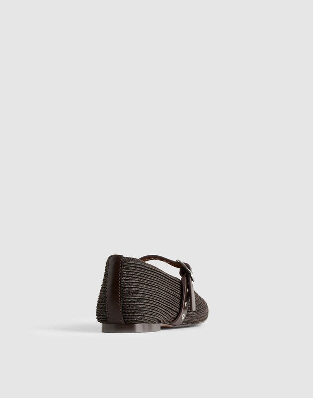 The Remy Mary Jane Flat in Straw DARK CAROB