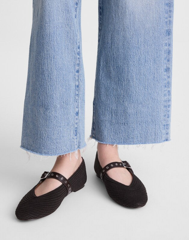 The Remy Mary Jane Flat in Straw DARK CAROB