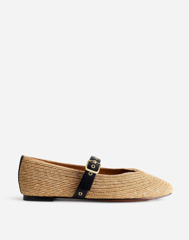 The Remy Mary Jane Flat in Straw NATURAL MULTI