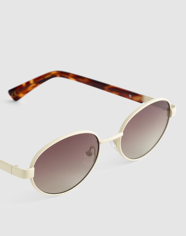 Wire Frame Oval Sunglasses WHITE