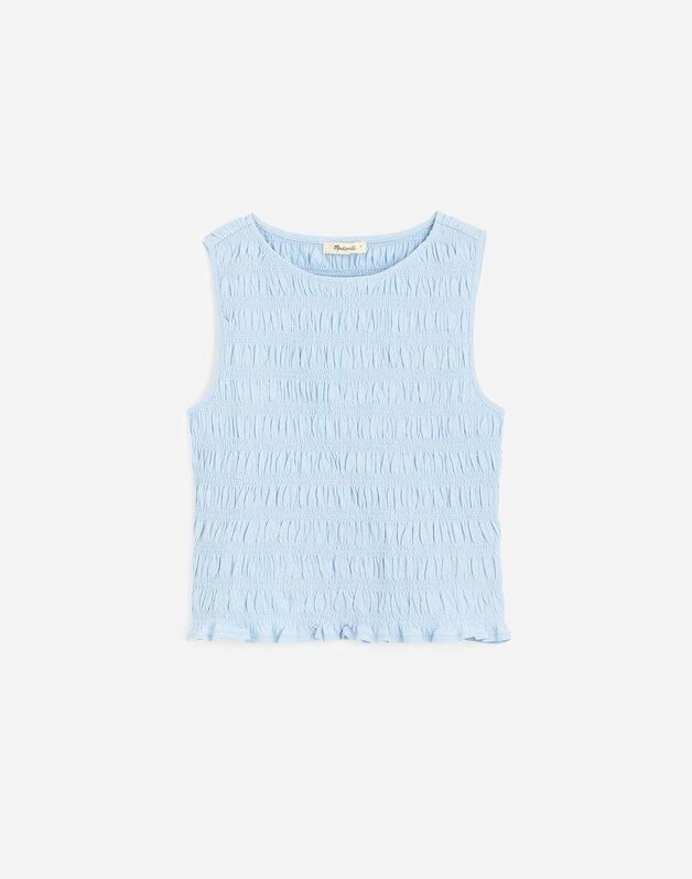 Smocked Boatneck Tank LIGHT POOL