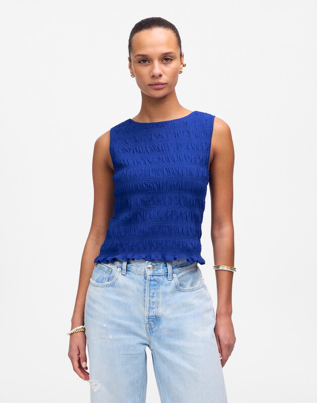 Smocked Boatneck Tank BRILLIANT SAPPHIRE