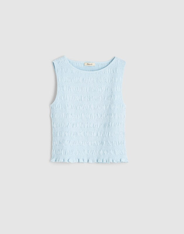 Smocked Boatneck Tank FROSTED SKY