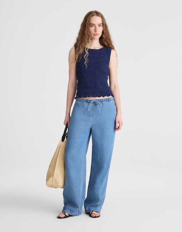 Smocked Boatneck Tank CLASSIC INDIGO