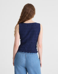 Smocked Boatneck Tank CLASSIC INDIGO