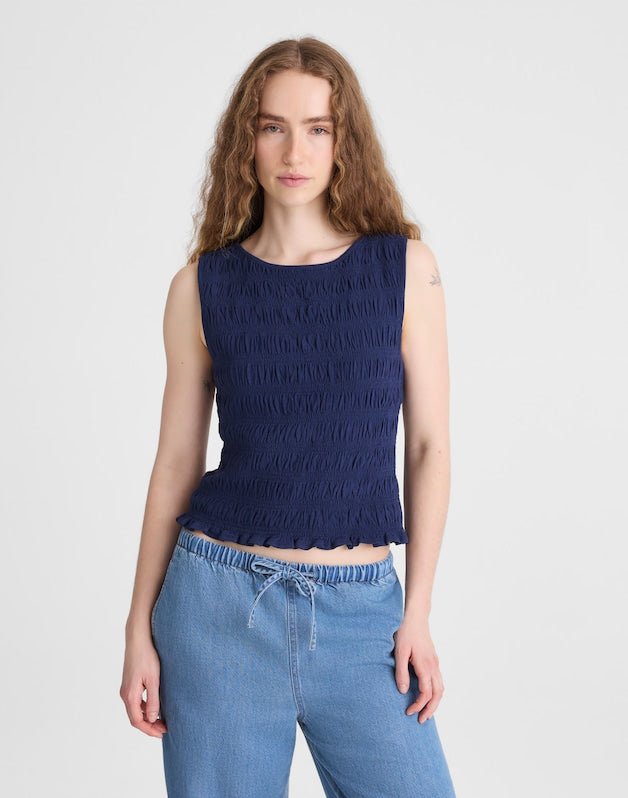 Smocked Boatneck Tank CLASSIC INDIGO