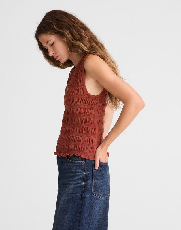 Smocked Boatneck Tank HENNA