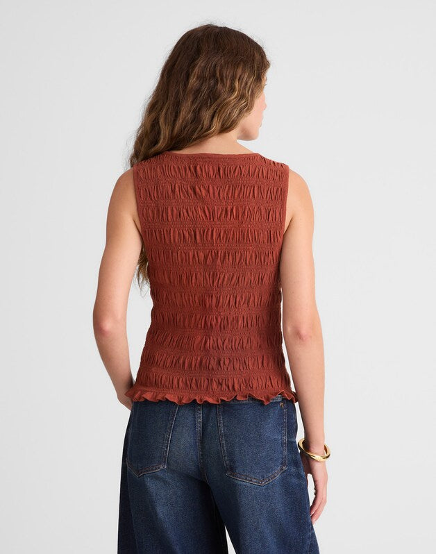 Smocked Boatneck Tank HENNA