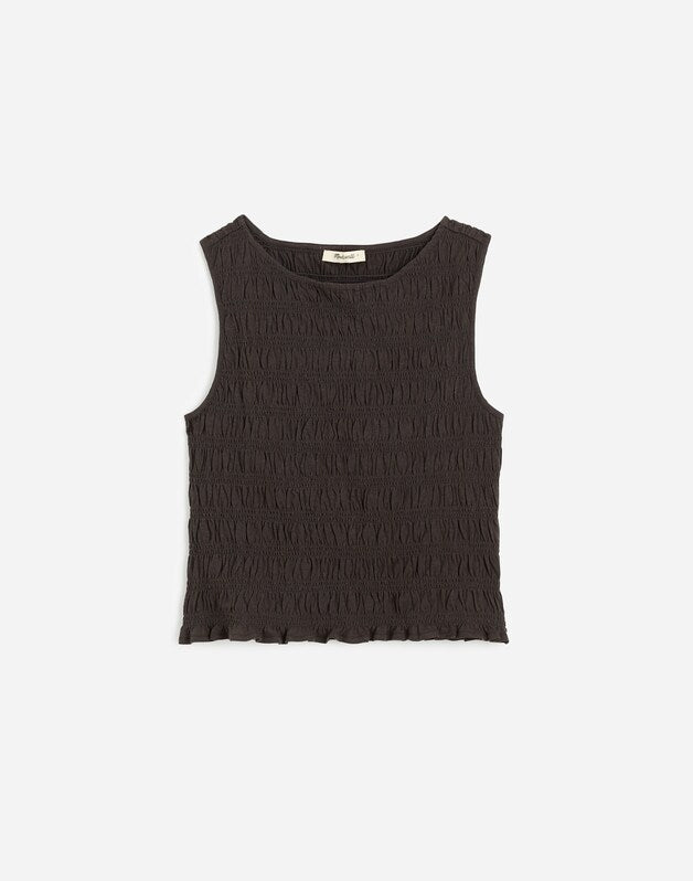 Smocked Boatneck Tank SOFT CHARCOAL