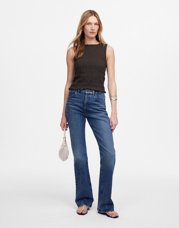 Smocked Boatneck Tank SOFT CHARCOAL