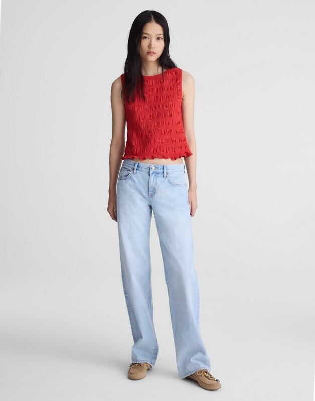 Smocked Boatneck Tank WILD POPPY