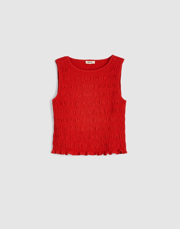 Smocked Boatneck Tank WILD POPPY