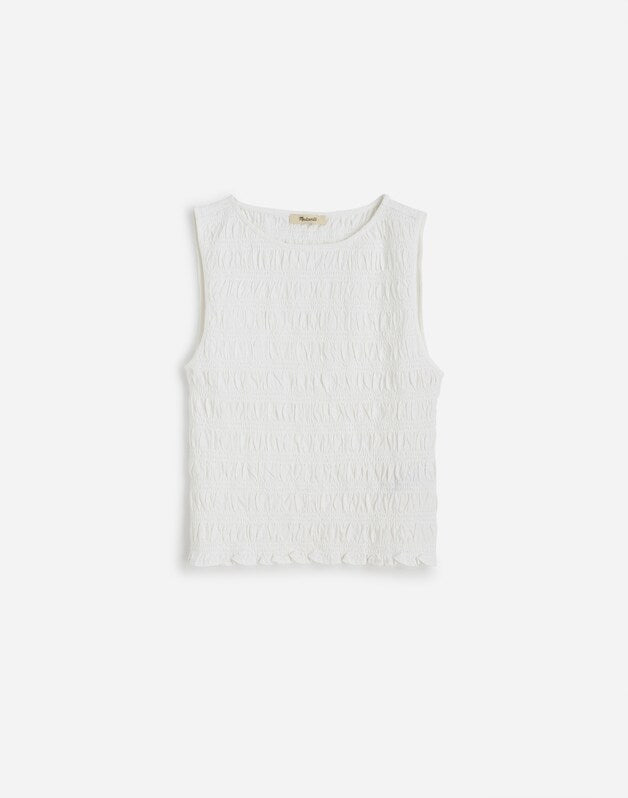 Smocked Boatneck Tank WHITE