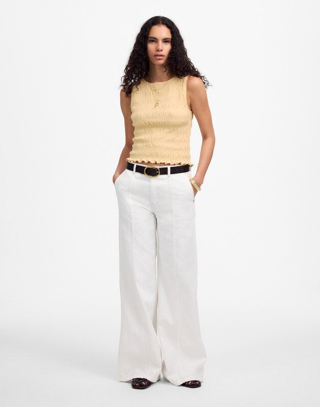 Smocked Boatneck Tank PALE CHAMOIS