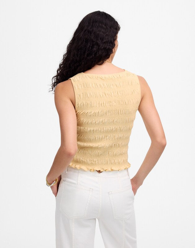 Smocked Boatneck Tank PALE CHAMOIS