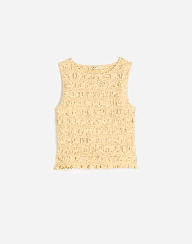 Smocked Boatneck Tank PALE CHAMOIS