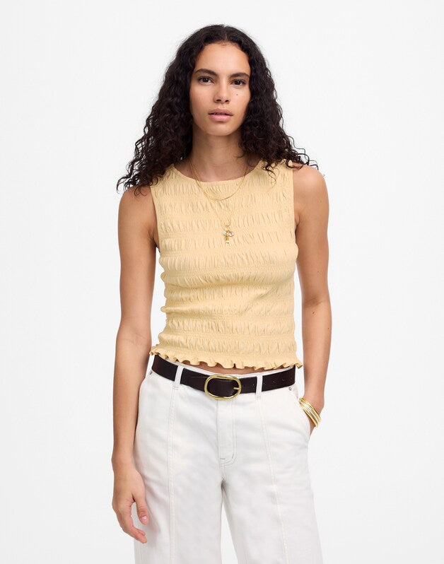 Smocked Boatneck Tank PALE CHAMOIS