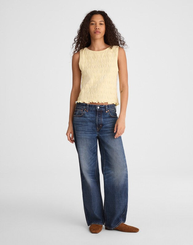 Smocked Boatneck Tank SHEER PINEAPPLE