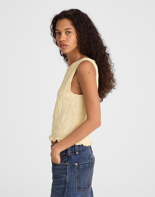 Smocked Boatneck Tank SHEER PINEAPPLE