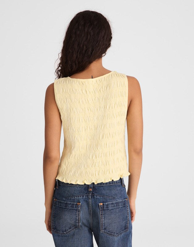 Smocked Boatneck Tank SHEER PINEAPPLE