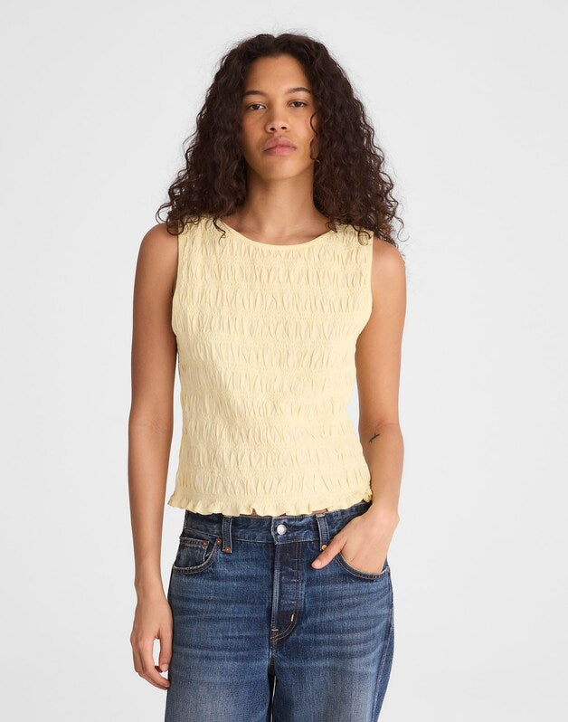 Smocked Boatneck Tank SHEER PINEAPPLE