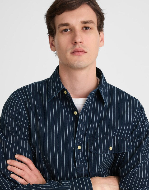Indigo-Dyed Stripe Work Shirt INDIGO STRIPE